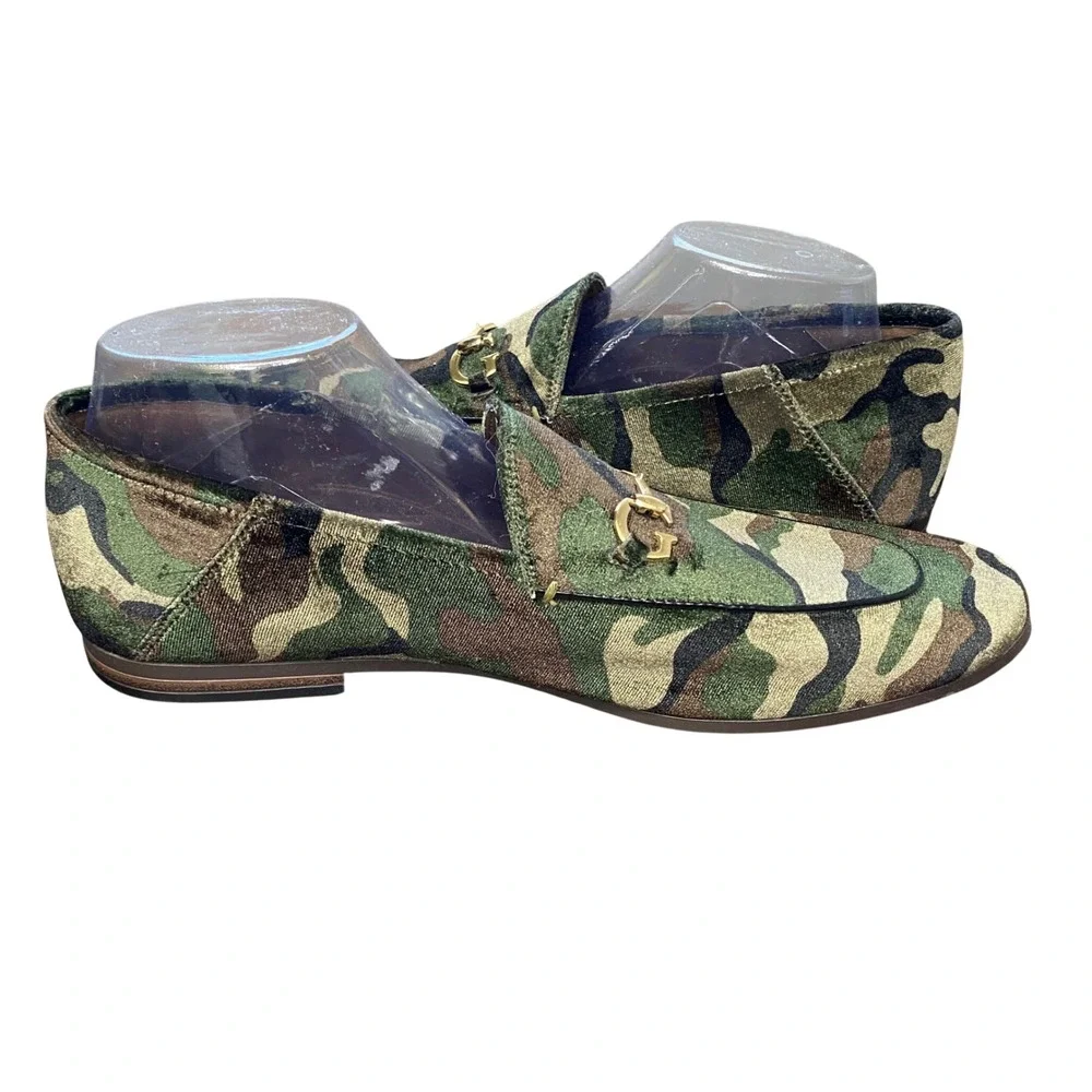 Guess Mens Camouflage Velvet Horsebit Loafer Green Brown Camo‎ Slip On Shoe 10